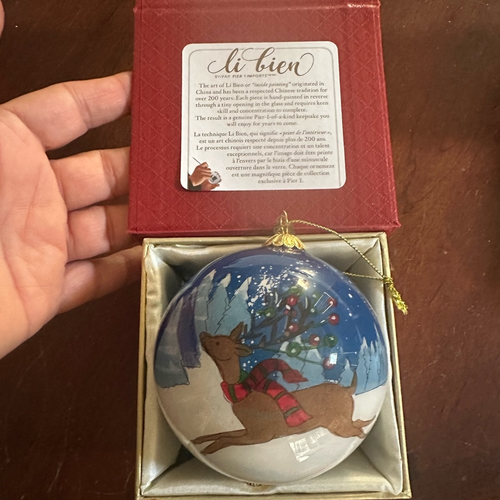 Pier 1 Li Bien Glass Painter Reindeer Ornament 2018